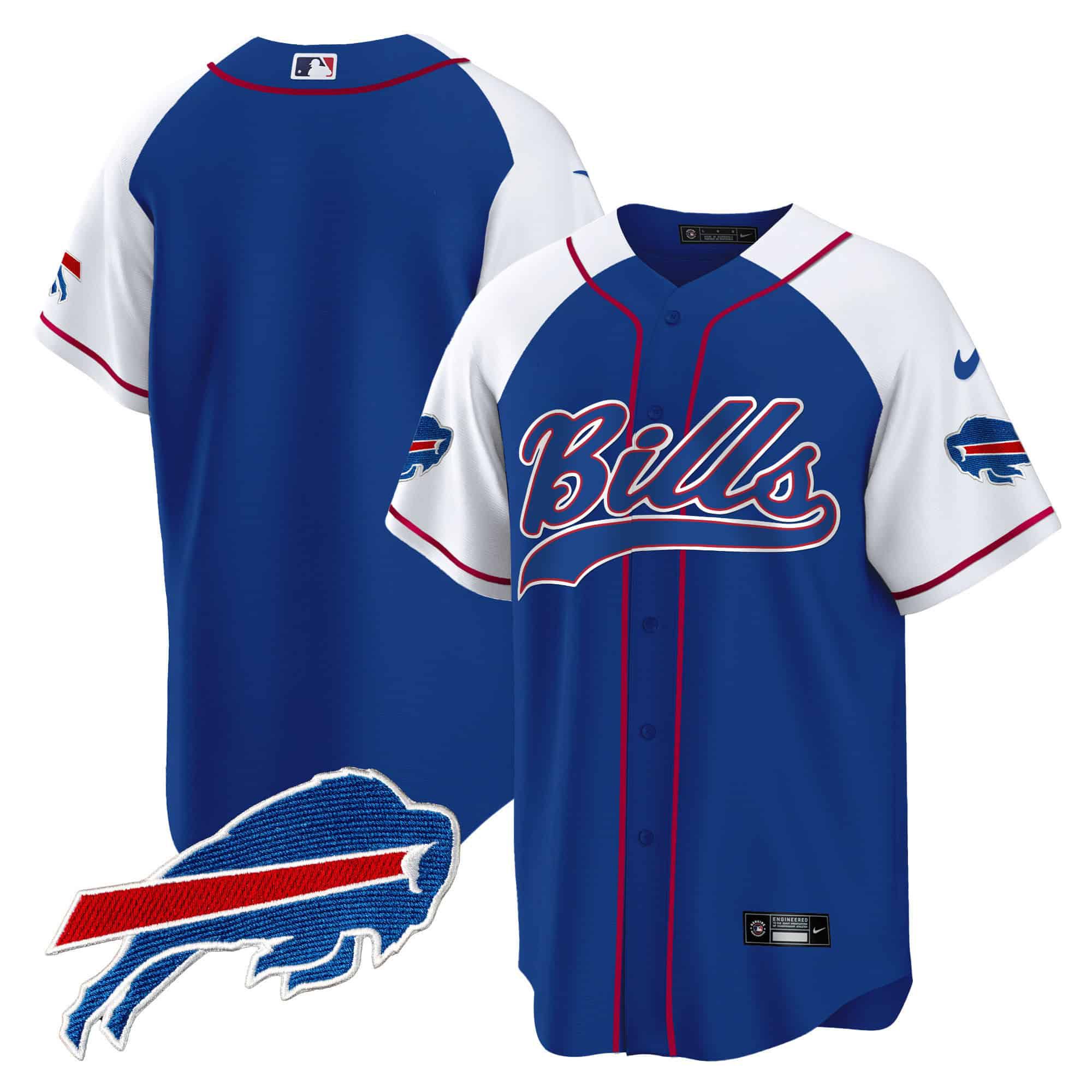 Men Buffalo Bills Blank Blue 2024 Nike Baseball Game NFL Jersey style 1